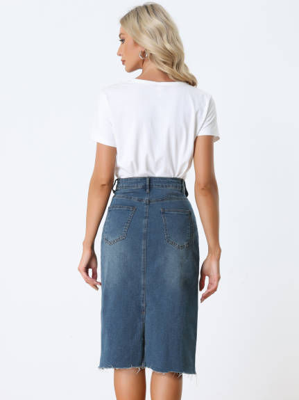 Allegra K- Back Slit Denim Skirt Pack, Blue Combo 2