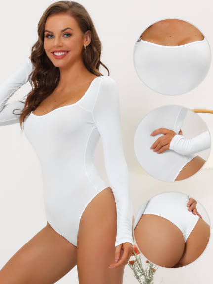 Allegra K- Long Sleeve Stretchy Shapewear Pack, White