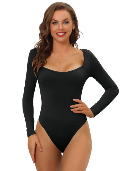 Allegra K- Long Sleeve Stretchy Shapewear Pack, Black