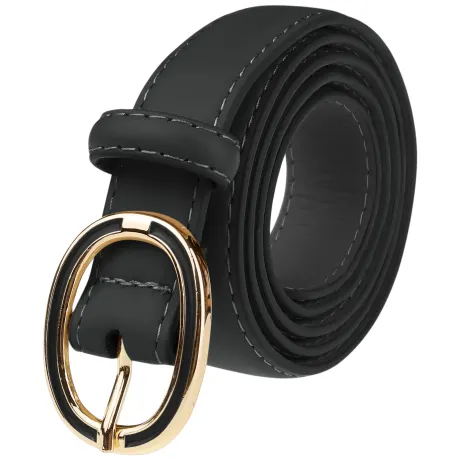Allegra K- Faux Leather Belt with Gold Buckle