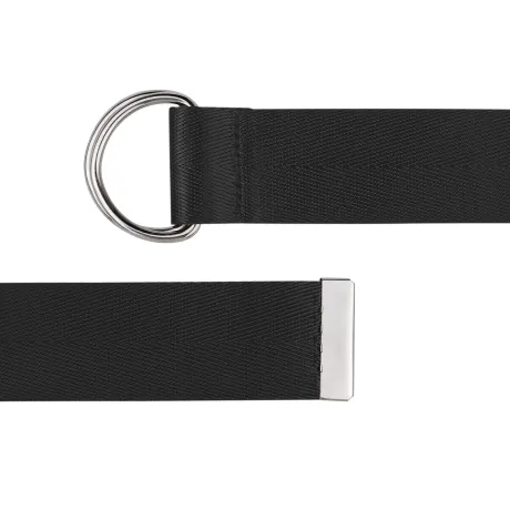 Allegra K- Double D-Ring Buckle Canvas Waist Belt