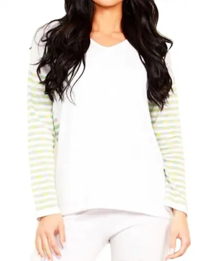 ANGEL - Stripe V-Neck Long Sleeve