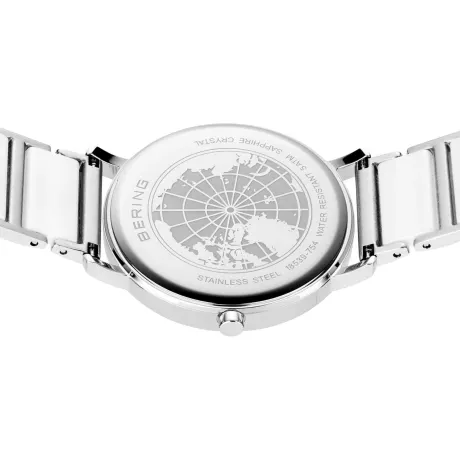 BERING - Montre pour femme en céramique et acier inoxydable de 35 mm en argent/blanc