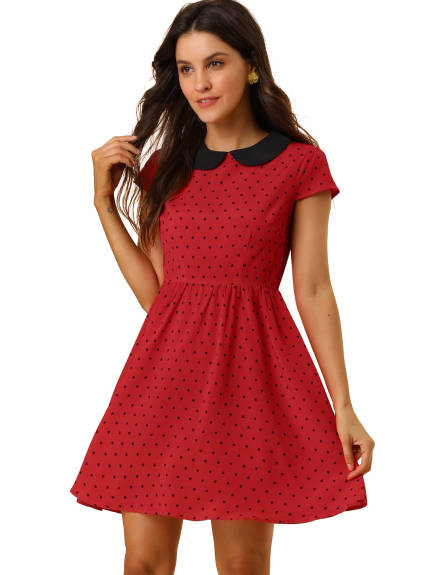 Allegra K- Peter Pan Collar Above Knee A-Line Dress