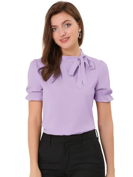 Allegra K - Bow Tie Neck Elegant Summer Top