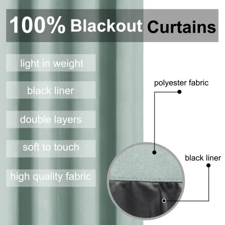 PiccoCasa- rideaux oeillets étanches 100% Blackout avec doublure noire, ensemble 2 panneaux 52 x 95 pouces