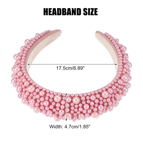 Unique Bargains - Faux Pearls Wide Padded Headband