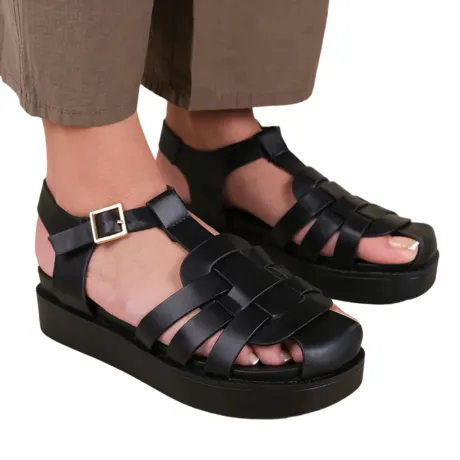 Where's That From - Womens/Ladies Louisiana Faux Leather Multi Strap Wide Sandals