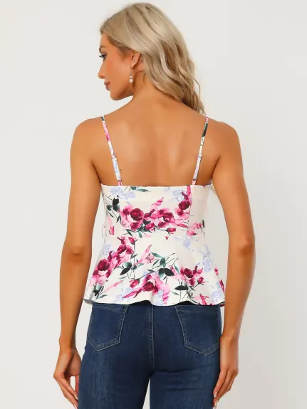 Allegra K- V col cravate taille Peplum Cami Tank