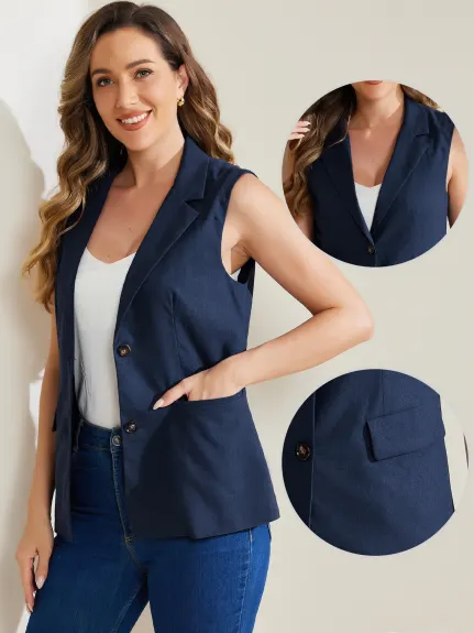 Allegra K- Office Sleeveless Blazer Suit Vest