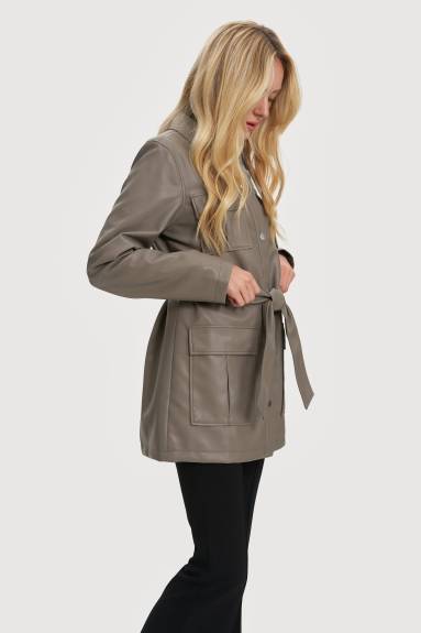 Noize - Jutta Mid Length Vegan Leather Coat