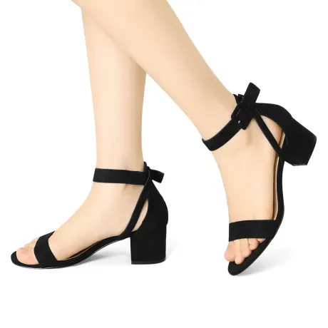 Allegra K- Ankle Strap Block Low Heel Sandal