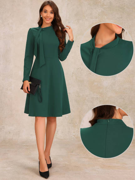 INSPIRE CHIC - Tie Mock Neck Long Sleeve Midi Dress