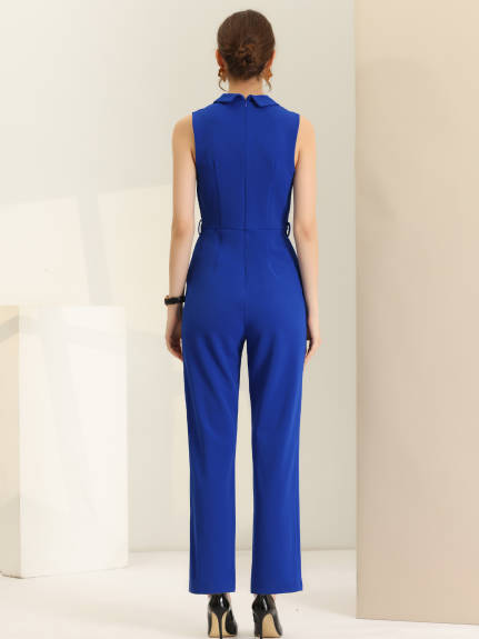 Allegra K - Elegant Sleeveless Belted Jumpsuit