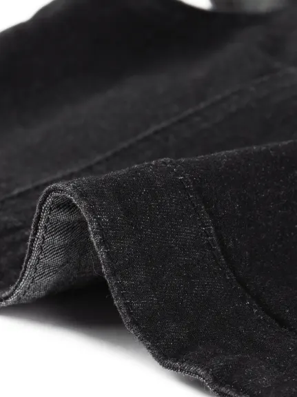 Allegra K- Crop Denim Cap Sleeve Slim Fit Jean Jacket