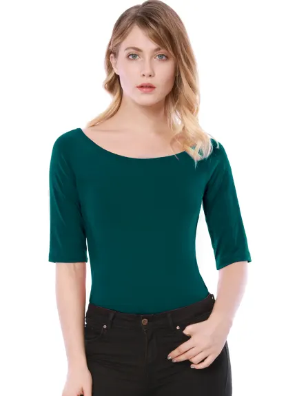 Allegra K- Half Sleeves Fitted Layering T-Shirt