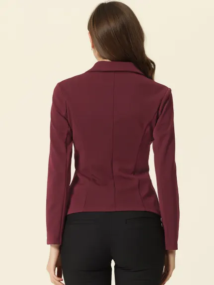 Allegra K- Lapel Collar Stretchy Jacket Suit Blazer