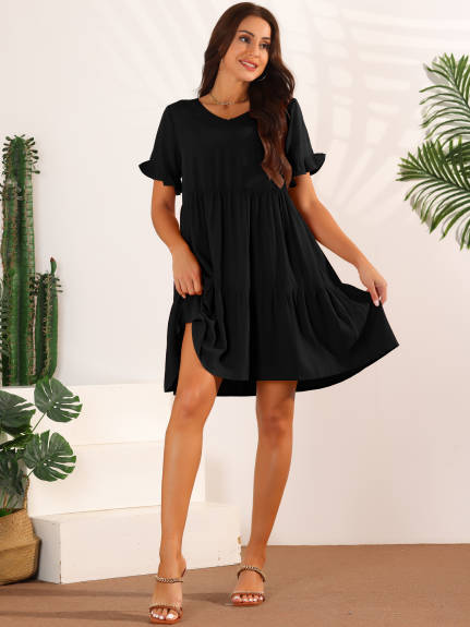 Allegra K - Summer Ruffle Casual Babydoll Dress