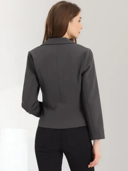 Allegra K- Open Front Crop Suit Blazer Jacket