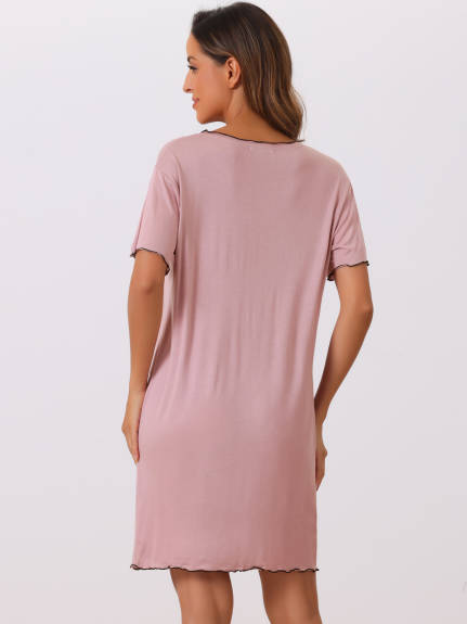 Cheibear - Soft Ruffled Short Sleeve Nightgown