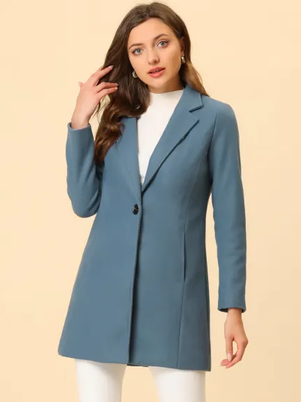 Allegra K- Classic Notched Lapel Long Overcoat