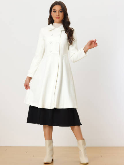 Allegra K - Elegant Lapel Collar Swing Overcoat