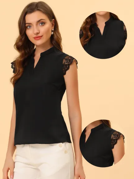 Allegra K- V Neck Sleeveless Blouse