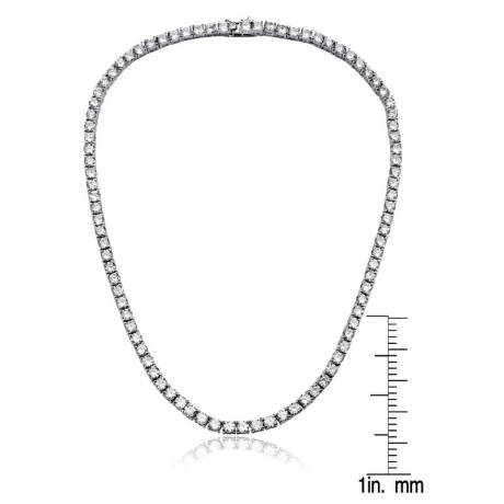 Genevive Sterling Silver with 3mm Colored Cubic Zirconia 16 Inch Tennis Necklace