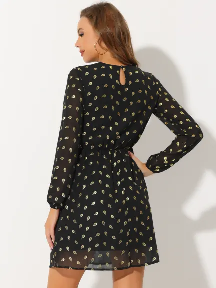 Allegra K- Gilding Star - Robe ras du cou à col en V au-dessus du genou