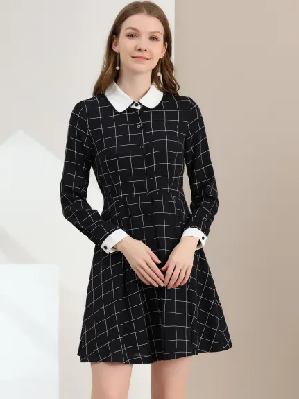 Allegra K- Contrast Color Retro Plaid Dress