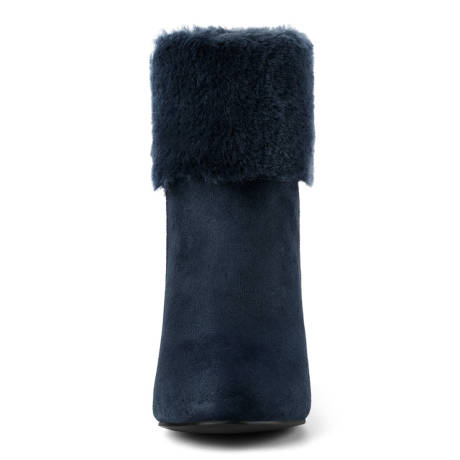 Allegra K- Faux Fur Block Heel Winter Ankle Boots