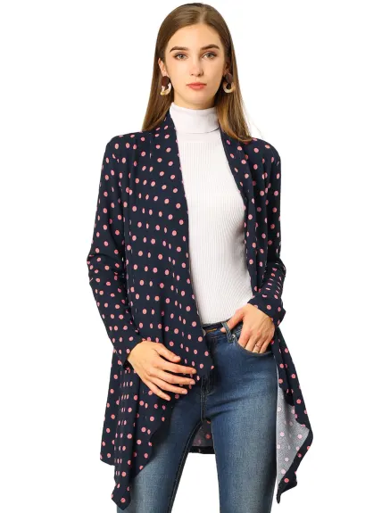 Allegra K- Handkerchief Hem Plaids Open Front Cardigan