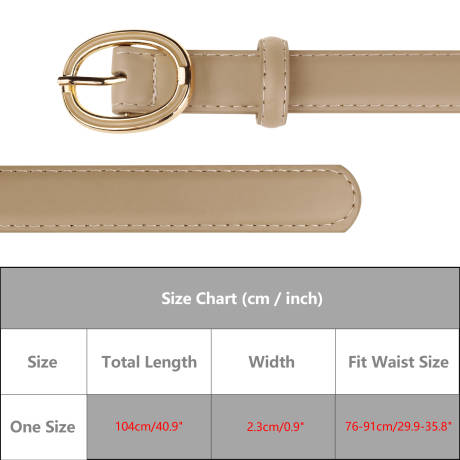 Allegra K- Faux Leather Belt with Gold Buckle