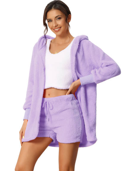 cheibear - Fuzzy Fleece 3 Piece Loungewear Set