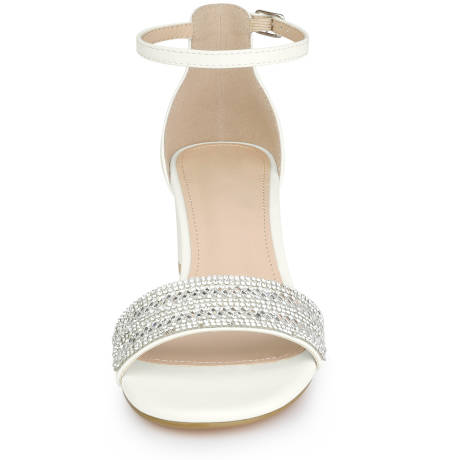 Allegra K - Sparkly Rhinestone Strap Heeled Sandals