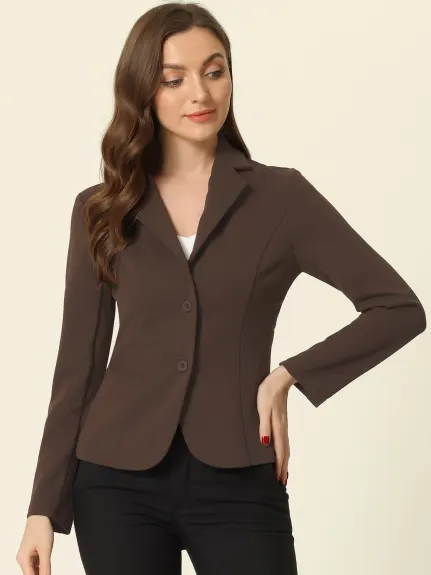 Allegra K- Lapel Collar Stretchy Jacket Suit Blazer