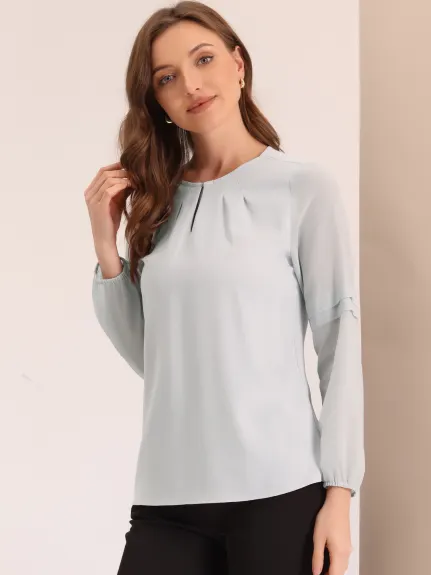 Allegra K- Long Sleeve Keyhole Neck Blouse Top