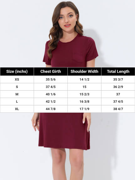 cheibear - Lounge Dress Strtechy Nightshirt with Pockets