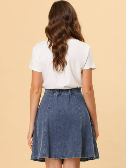 Allegra K- A-Line High Waist Denim Skirt