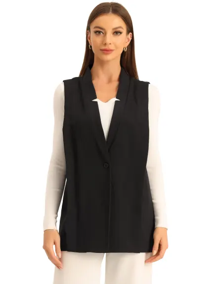 Allegra K- Gilet blazer ouvert à col à revers sur le devant