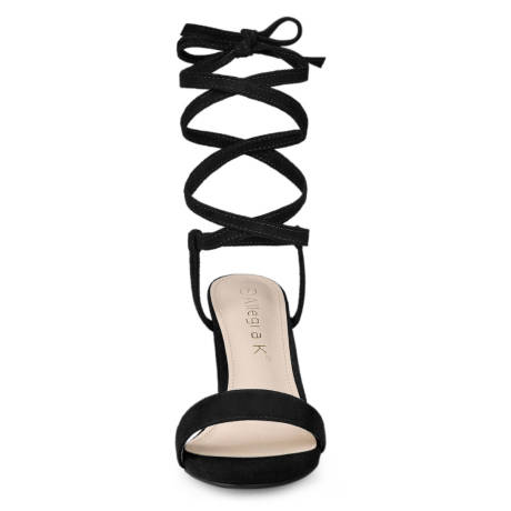 Allegra K- Lace Up Chunky Heeled Sandals Heels