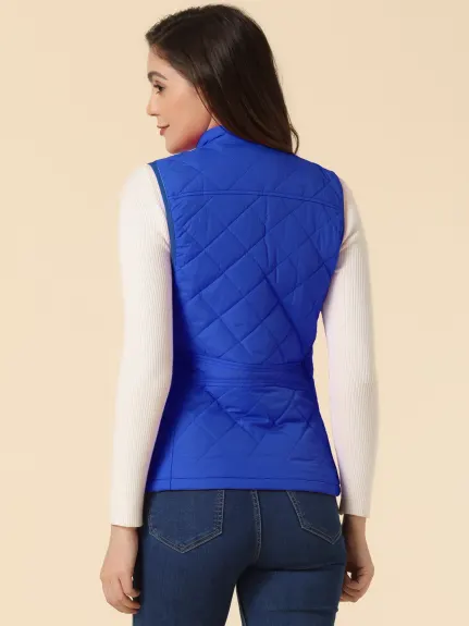 Allegra K- Gilet léger à col montant Gilet matelassé zippé