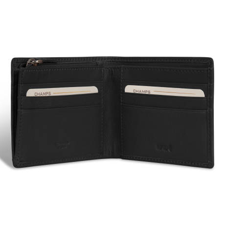 Collection Onyx - Portefeuille bi-fold zippé en cuir