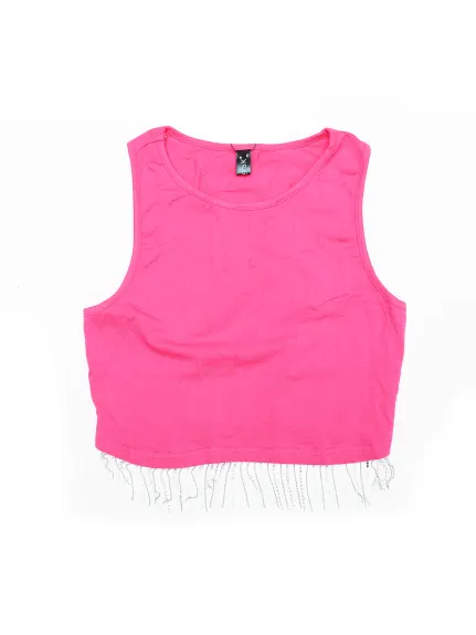 Allegra K- Trim Sleeveless Round Neck Tees