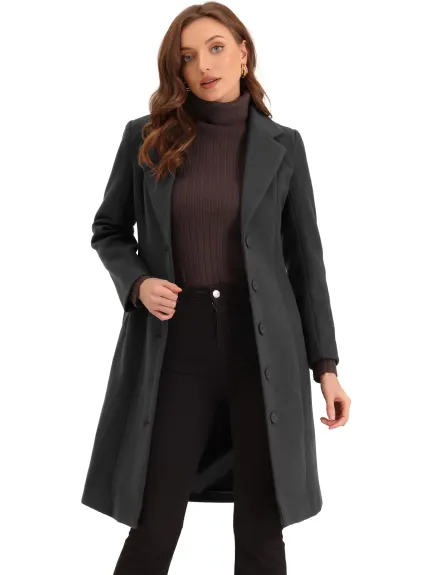 Allegra K - Notched Lapel Outwear Long Coat