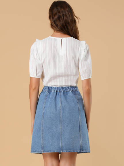 Allegra K- High Waist A-Line Denim Skirt