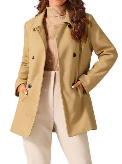 Allegra K - Classic Winter Double Breasted Peacoat