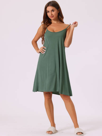 Cheibear - Cross Back Spaghetti Strap Nightgown