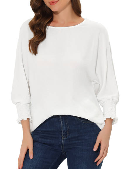 Allegra K - Round Neck Loose Casual Blouse