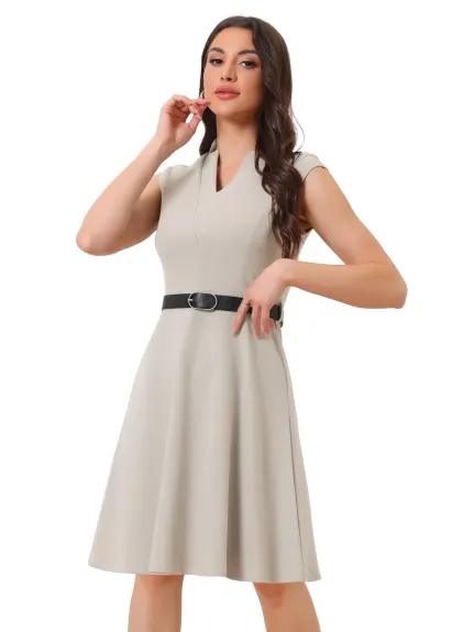 Allegra K- Elegant Split Neck Sleeveless Dress